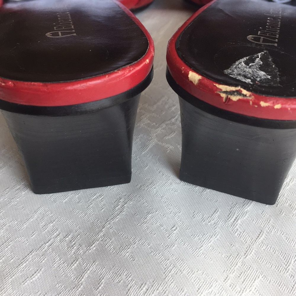 Etienne Aigner Red Leather Slides - Picture 4 of 8